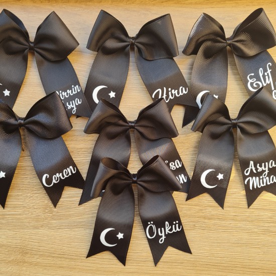 İsme Özel Ay Yıldız Baskılı Siyah Toka